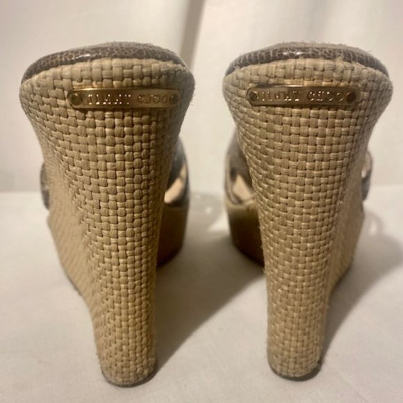 Authentic Jimmy Choo Brown Espadrille Wedges Womens Size 6.5 - Picture 3 of 5